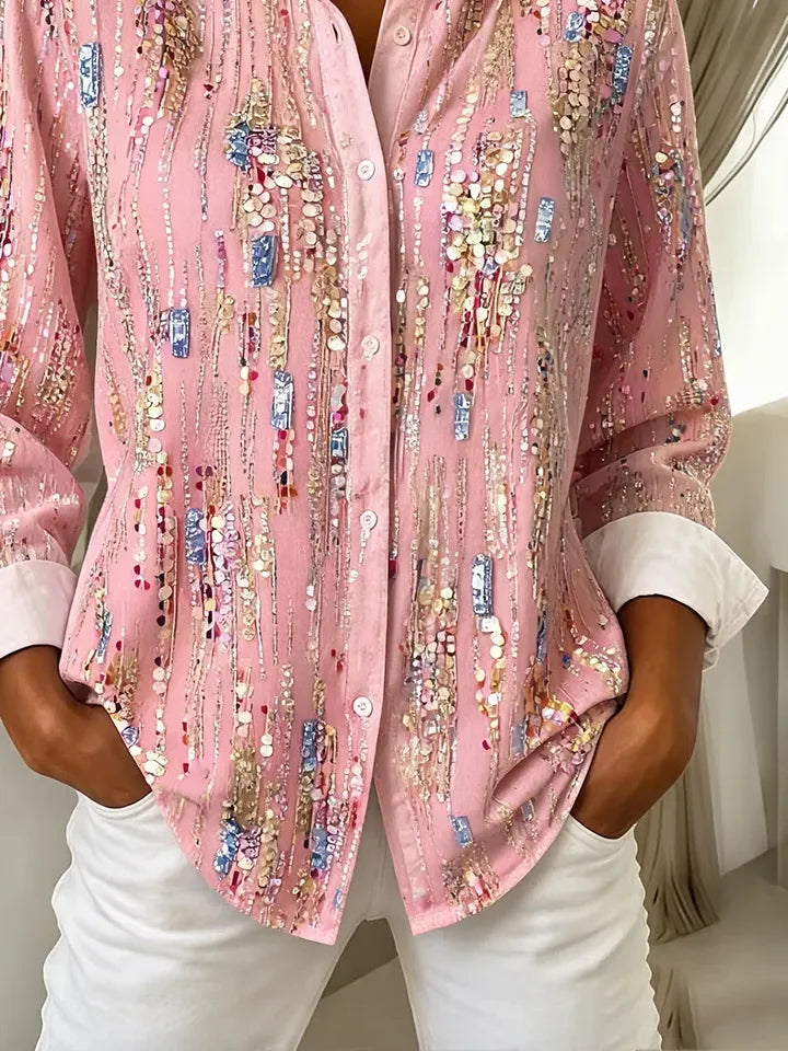 Margot Linen Button-Up Shirt Pink 3