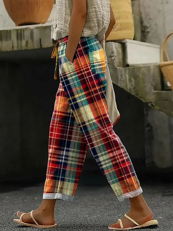 Adelaide Plaid Trousers Red 1