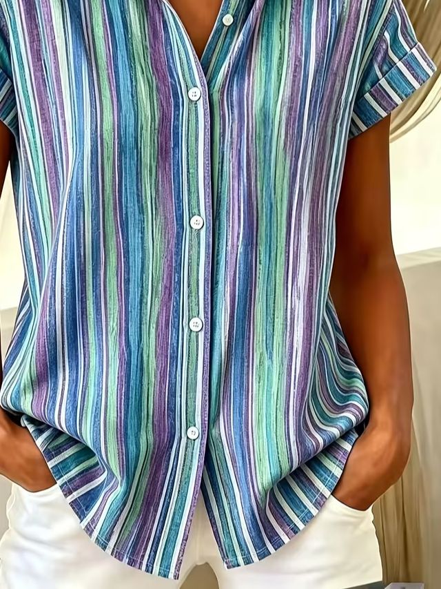 Margot Striped Linen Shirt Blue 3