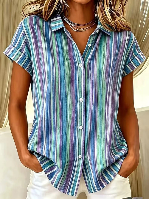 Margot Striped Linen Shirt Blue 1