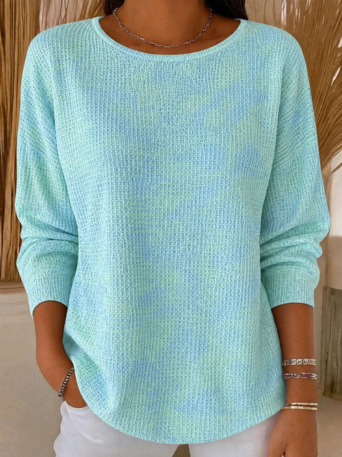 Margot Waffle Knit Tie-Dye Top Cyan 1