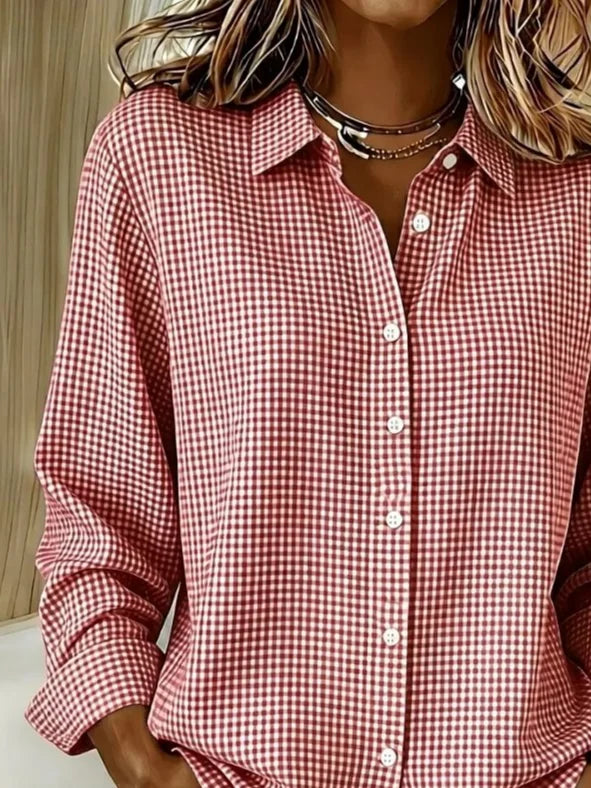 Margot Plaid Buckle Shirt Red 2