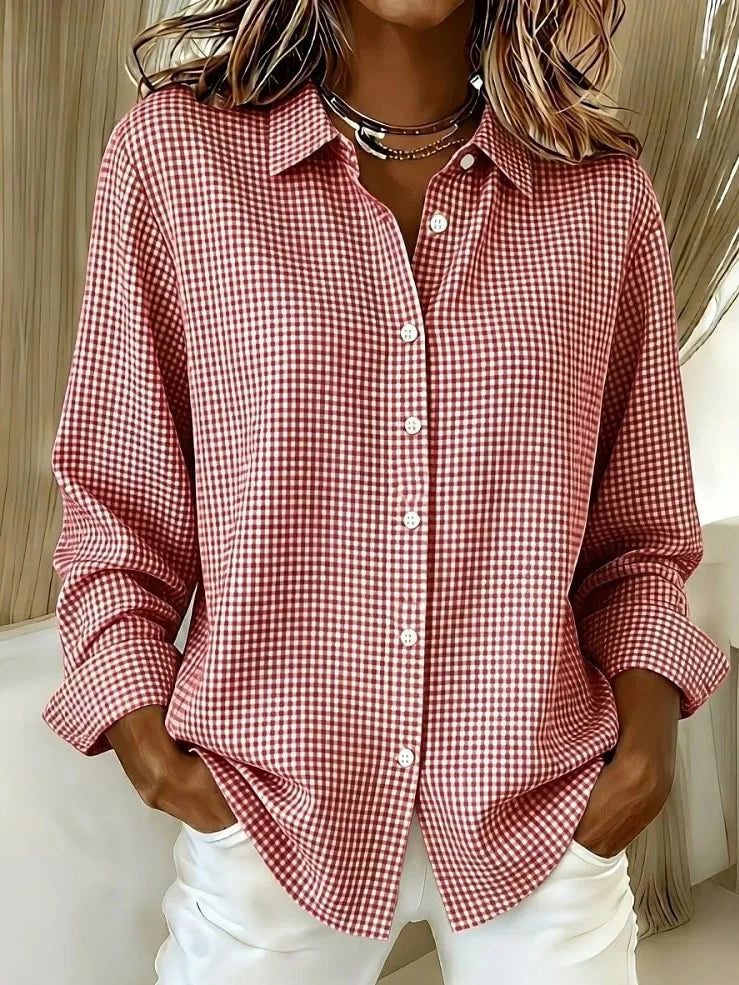 Margot Plaid Buckle Shirt Red 1