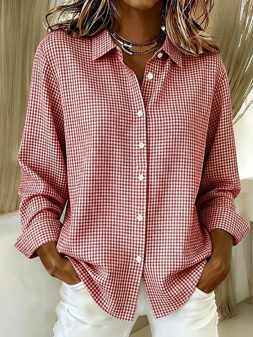 Margot Plaid Buckle Shirt Red 1
