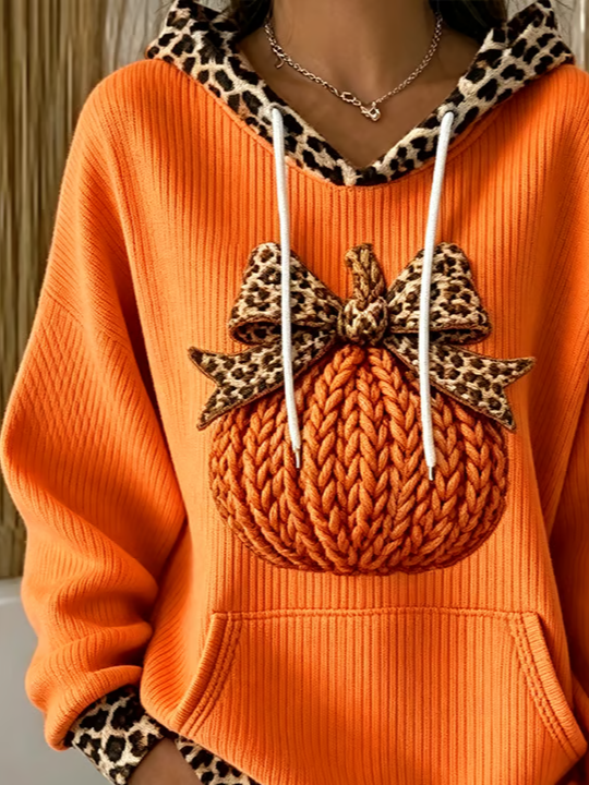 Valentina Leopard Hoodie Dress Orange 3