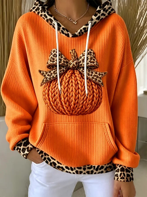 Valentina Leopard Hoodie Dress Orange 1
