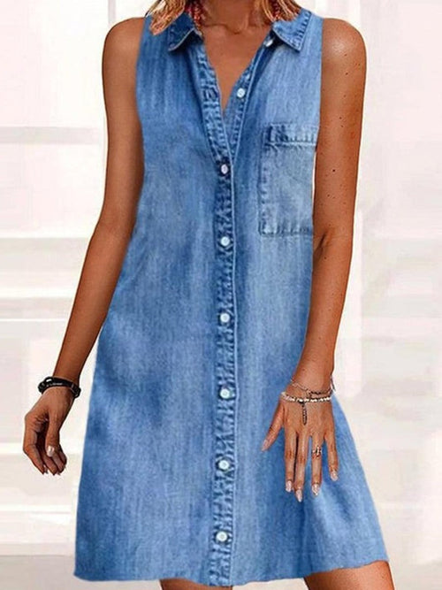 Harper Denim Mini Dress Blue 1