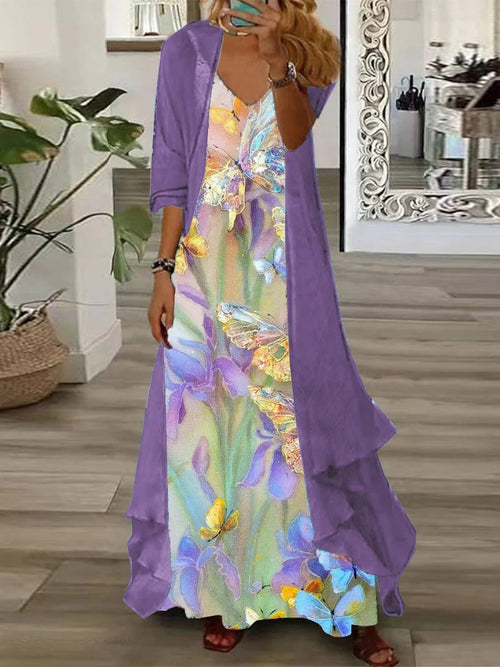 Violetta Floral Maxi Dress Purple 1