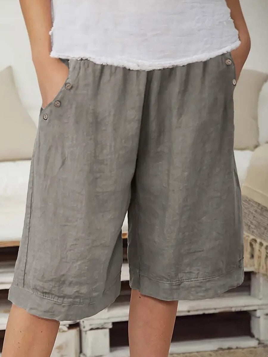 Charlotte Linen Shorts Navy Blue 1