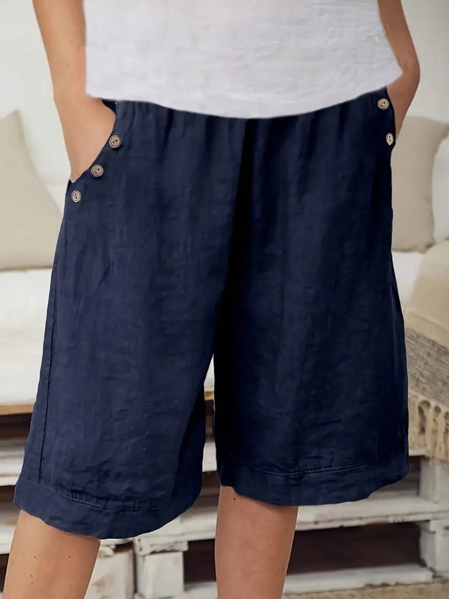 Charlotte Linen Shorts Navy Blue 3