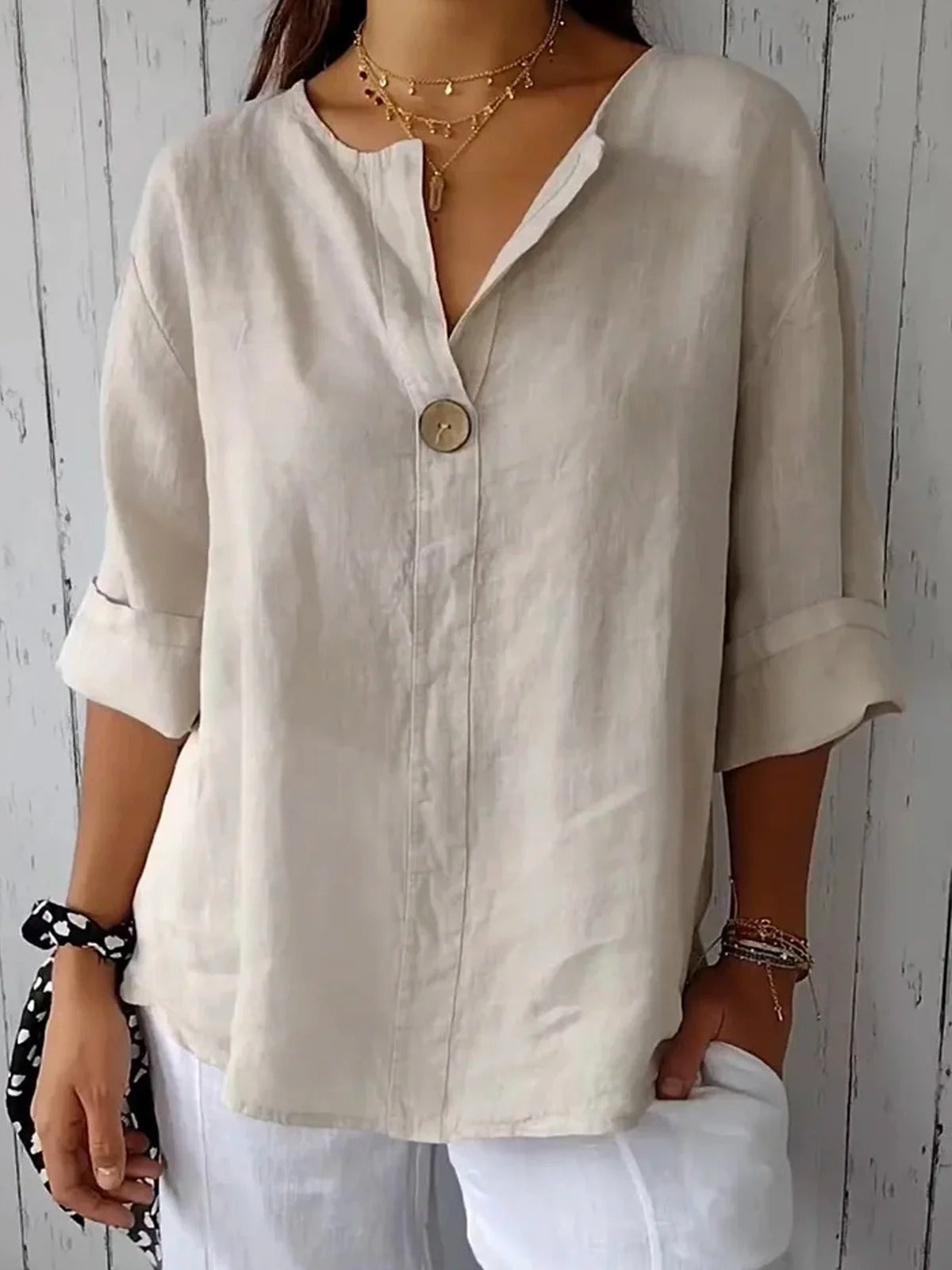 Eleanor Cotton V-Neck Blouse Black 2