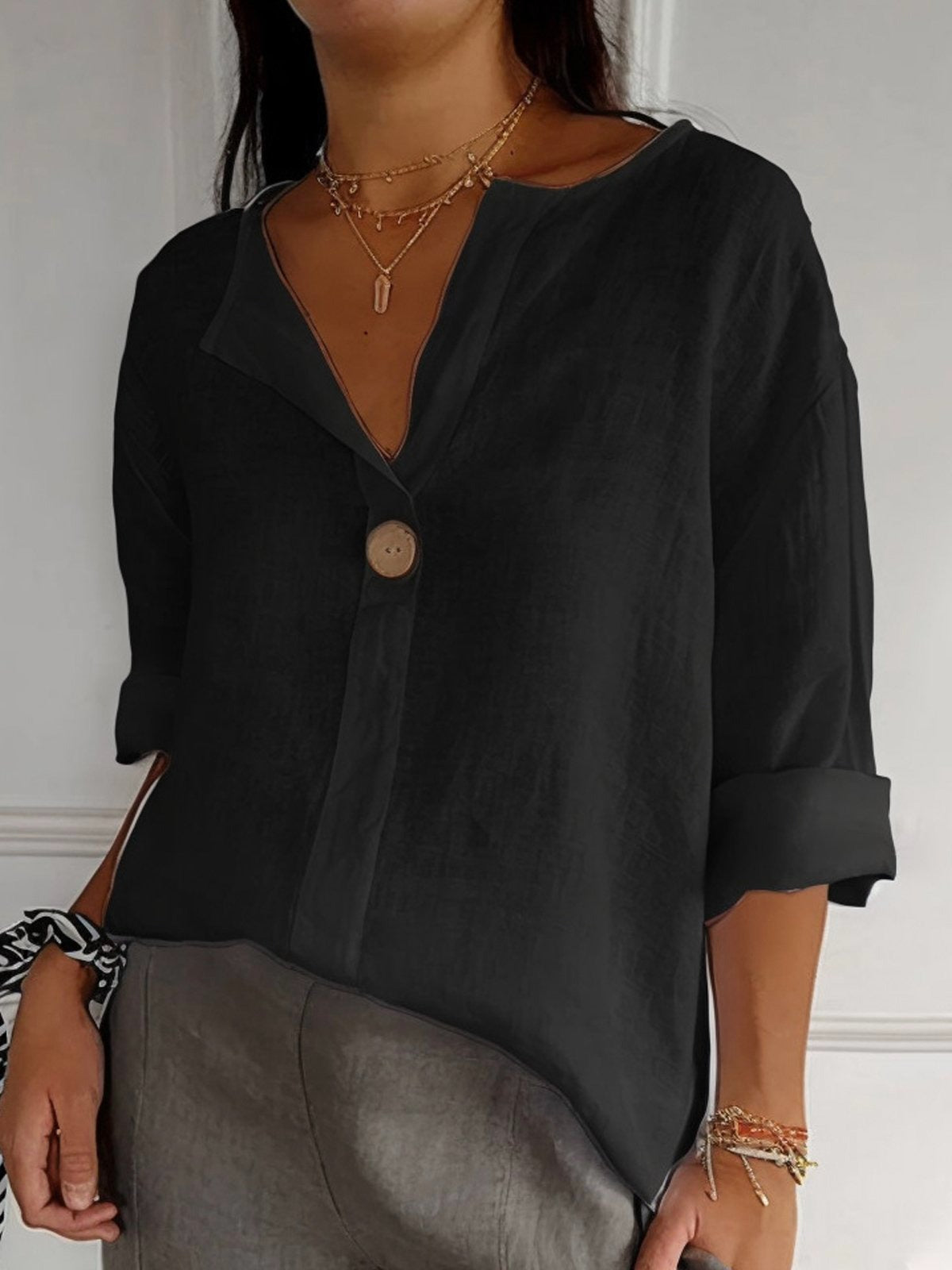 Eleanor Cotton V-Neck Blouse White 5