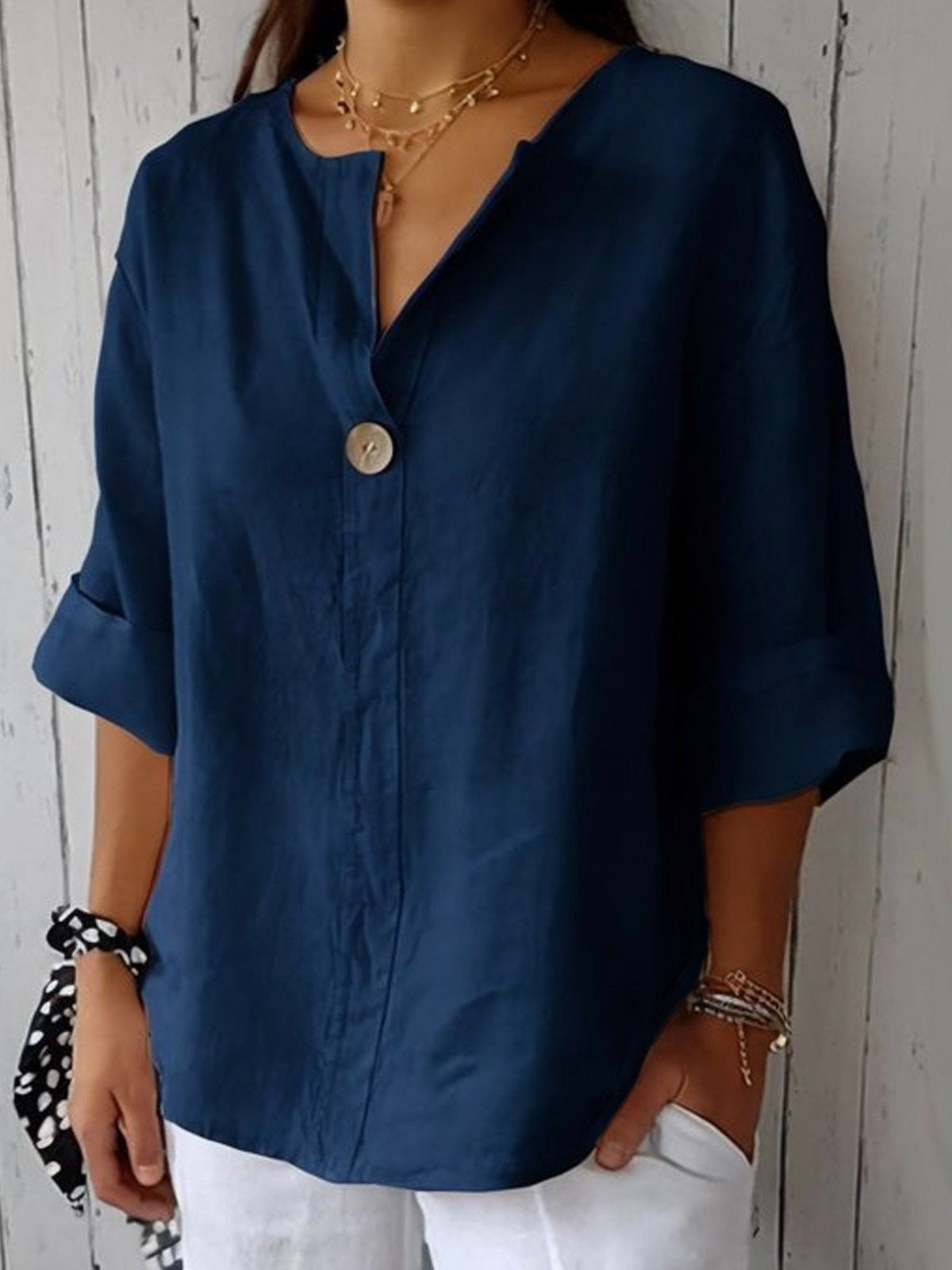 Eleanor Cotton V-Neck Blouse Black 1