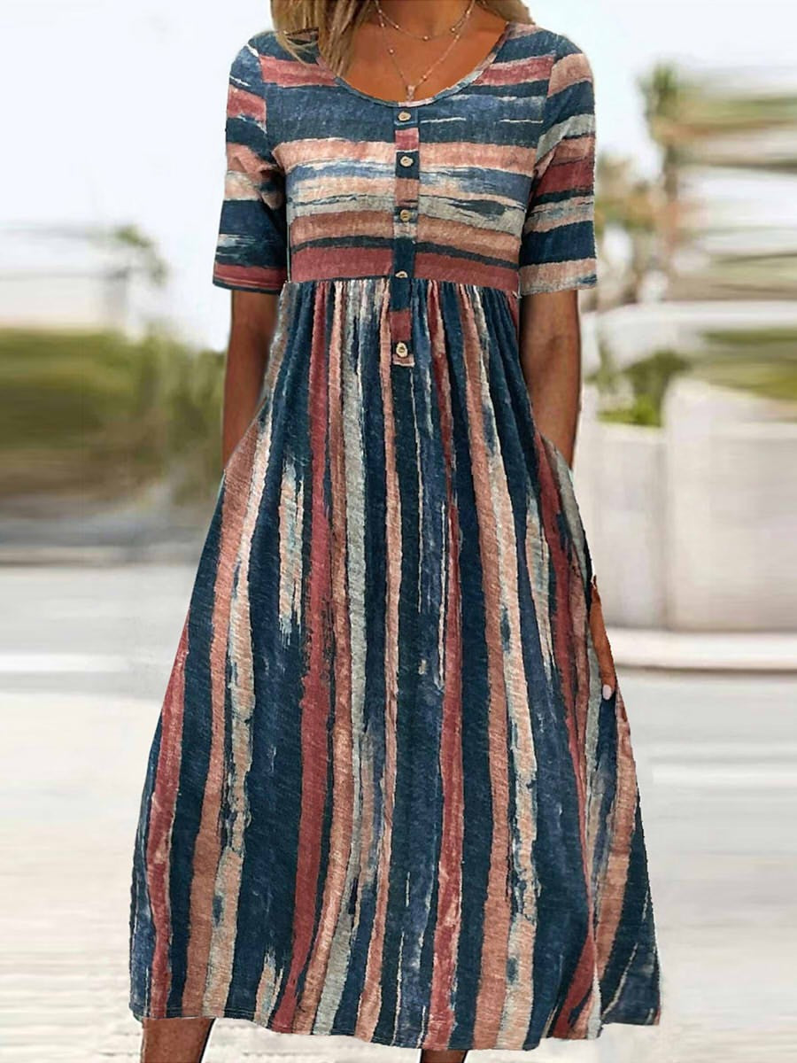 Edith Striped Midi Dress Blue 1