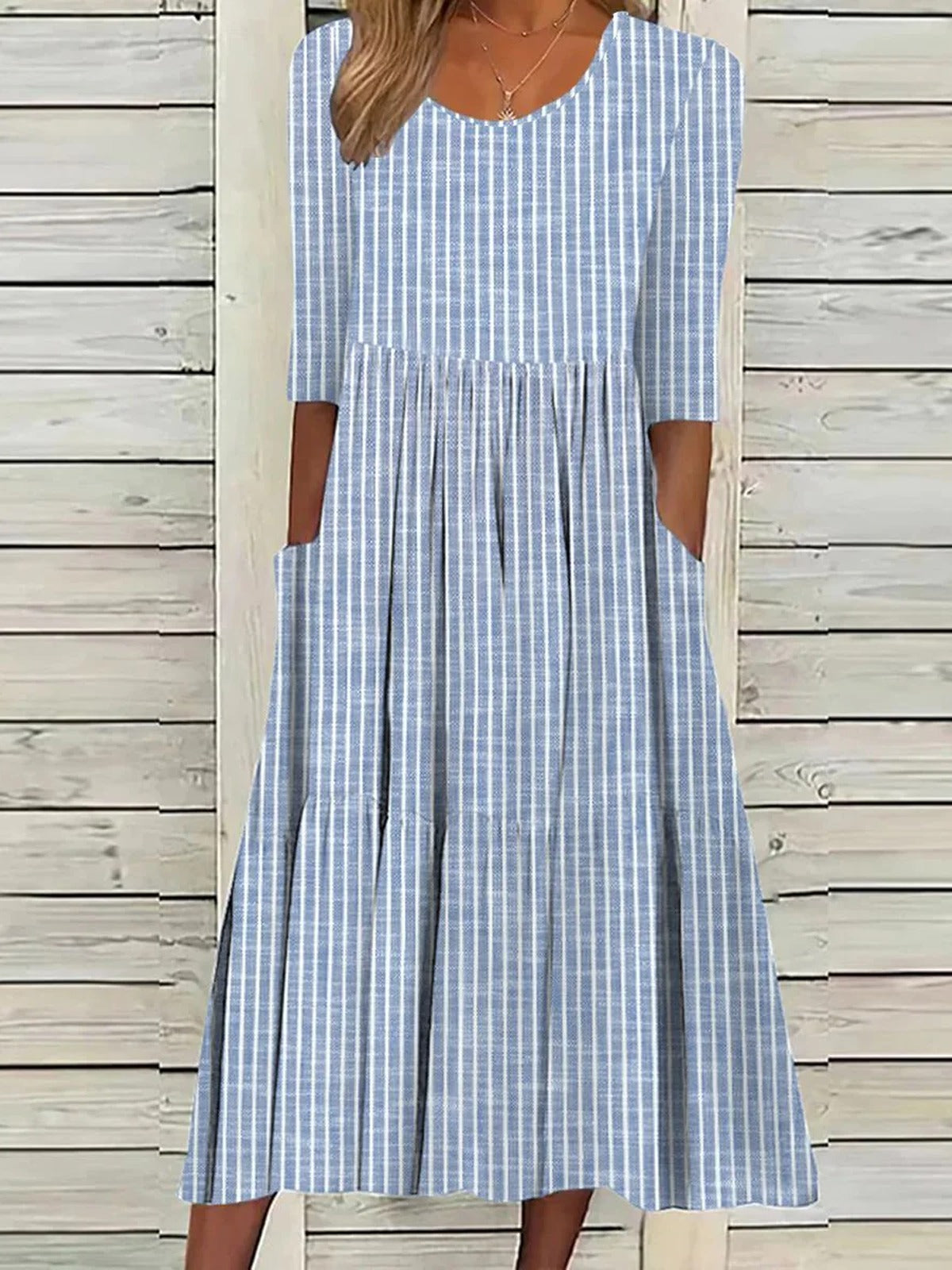 Gemma Striped Midi Dress Blue 1