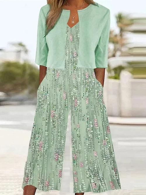 Sage Cap Sleeve Matching Set Green 1