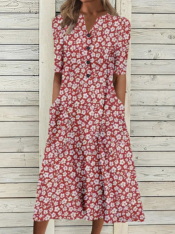 Vivienne Floral Midi Dress Red 1