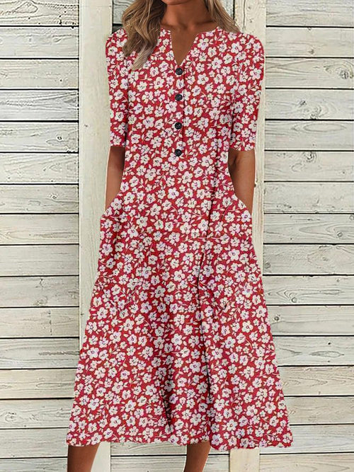 Vivienne Floral Midi Dress Red 1