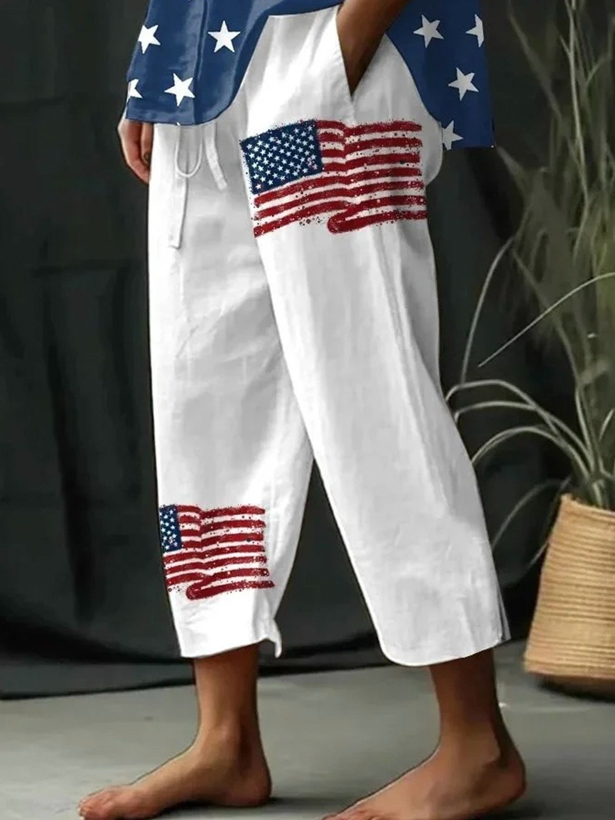 Madison Linen Cargo Pants White 1