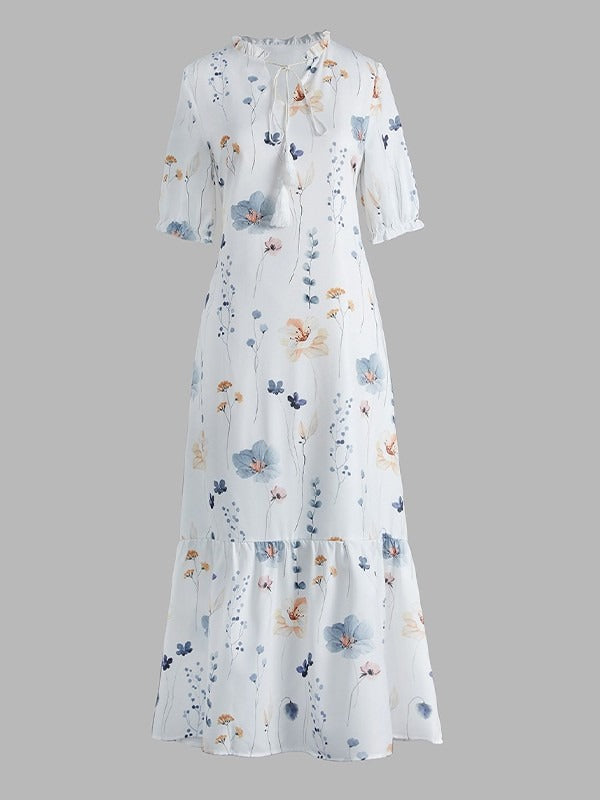 Katya Floral Maxi Dress White 3