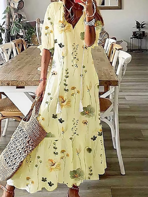 Katya Floral Maxi Dress Yellow 2