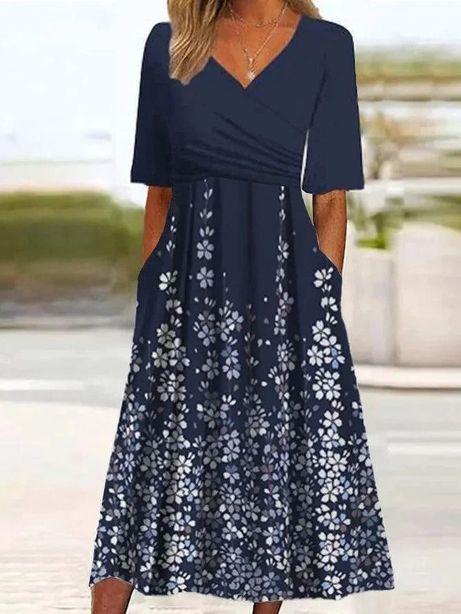Margot Floral Midi Dress Navy 1