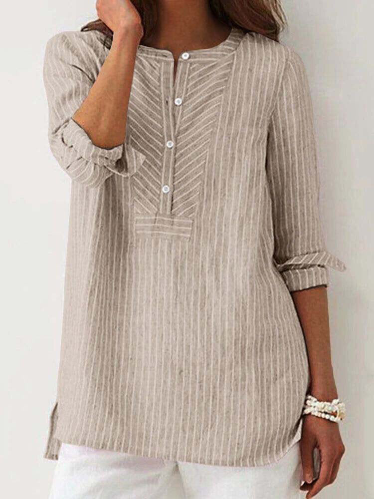 Bess Striped Cotton Blouse Multi 1