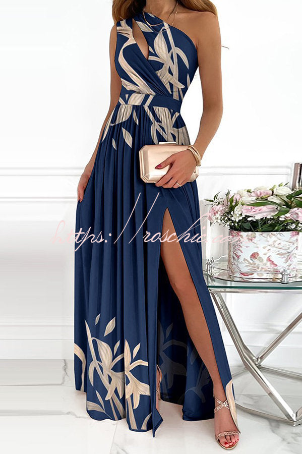 Jolie Floral One-Shoulder Maxi Dress Red 1