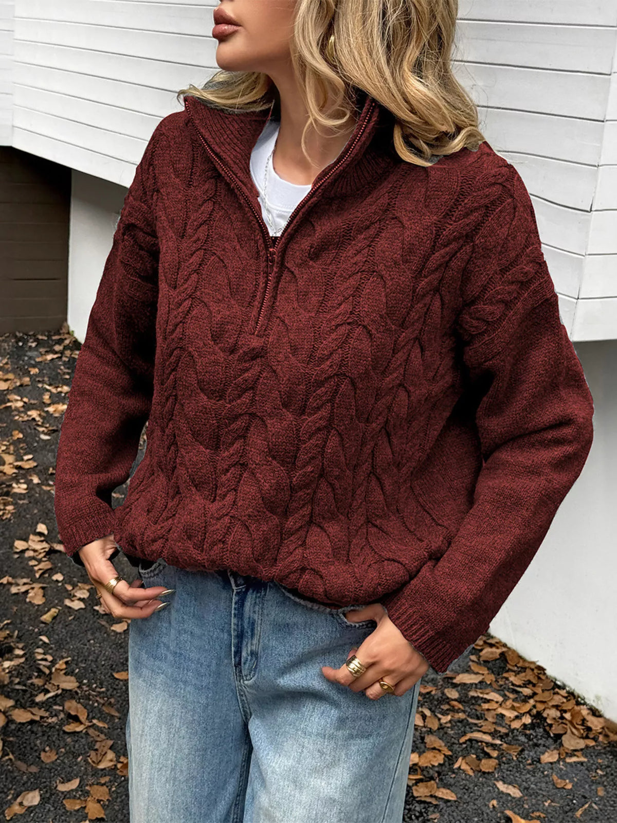Margot Cable-Knit Sweater Dark Blue 5