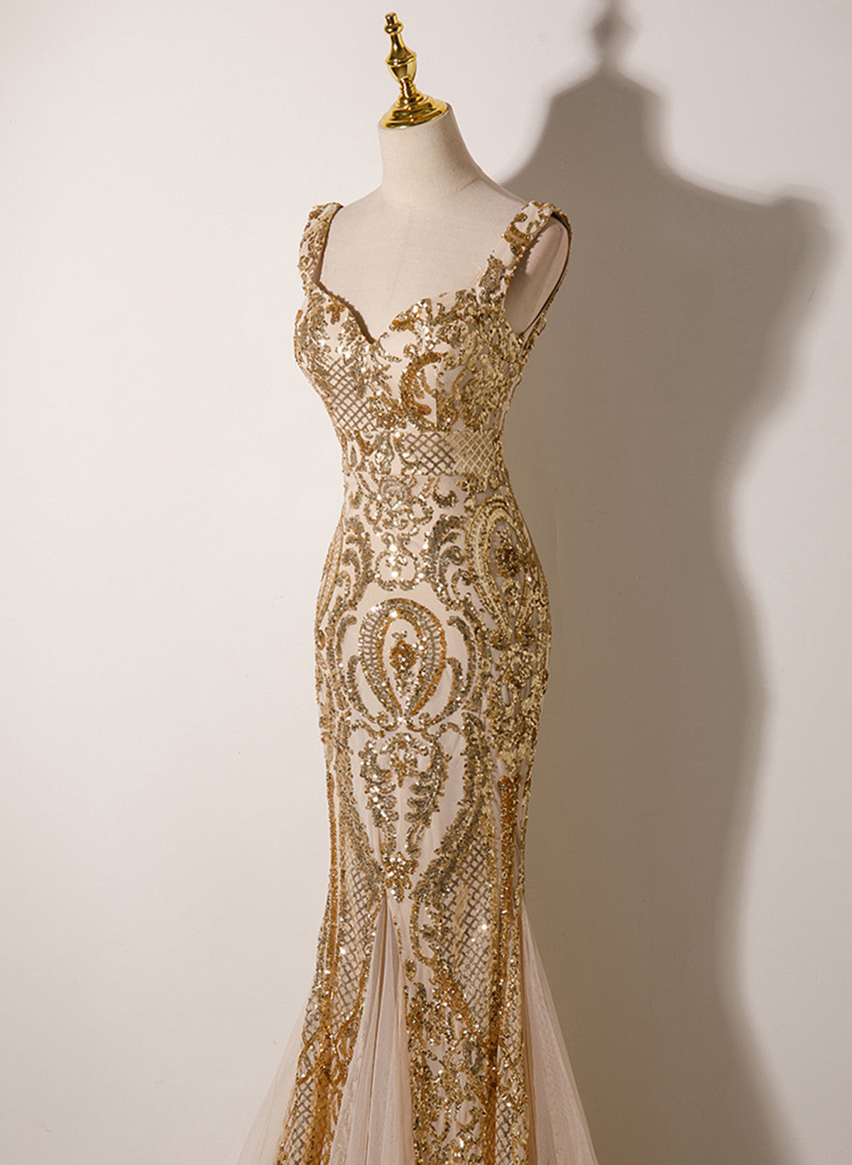 Celeste Sequin Mermaid Gown Champagne 2