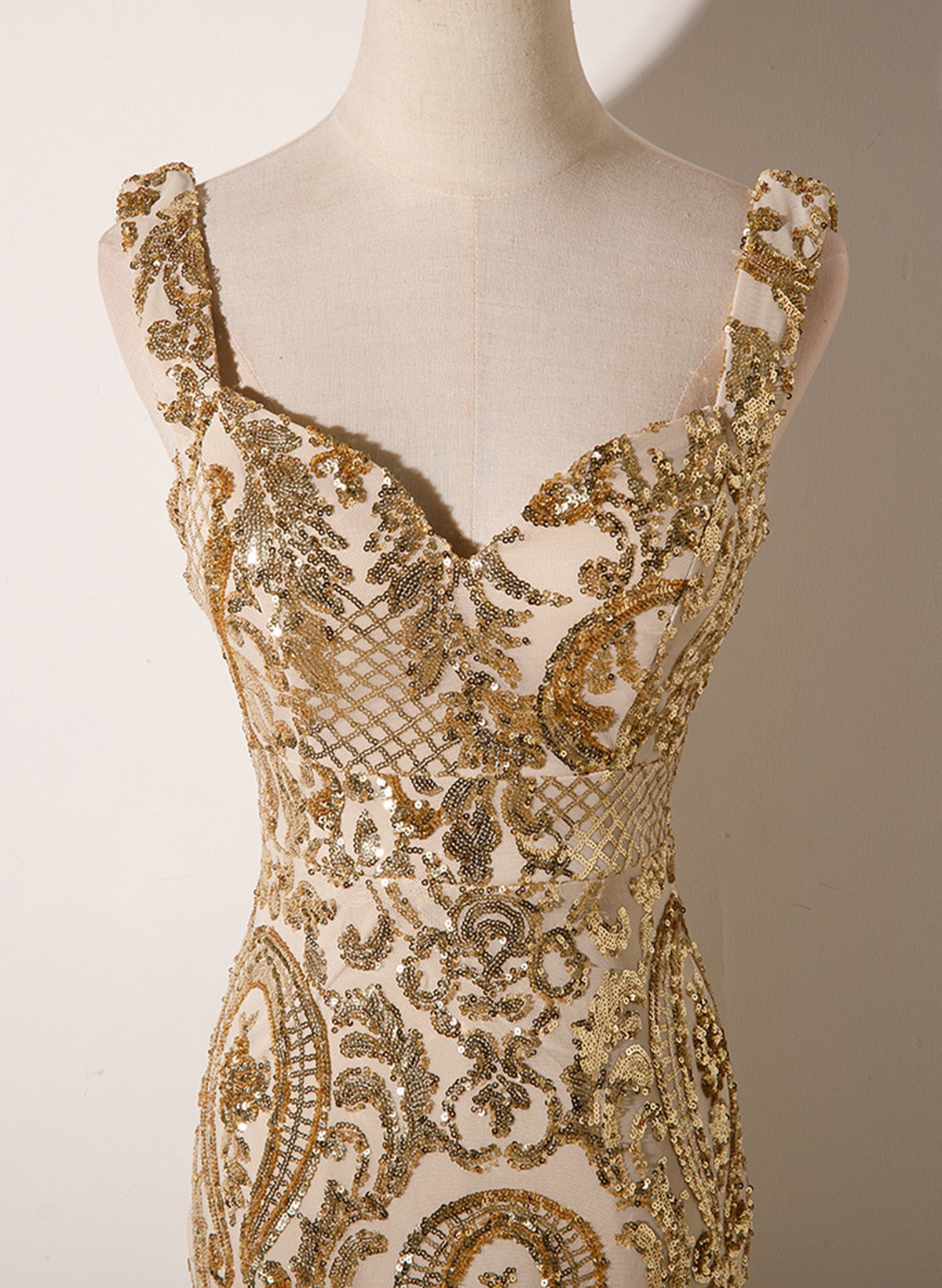 Celeste Sequin Mermaid Gown Champagne 3
