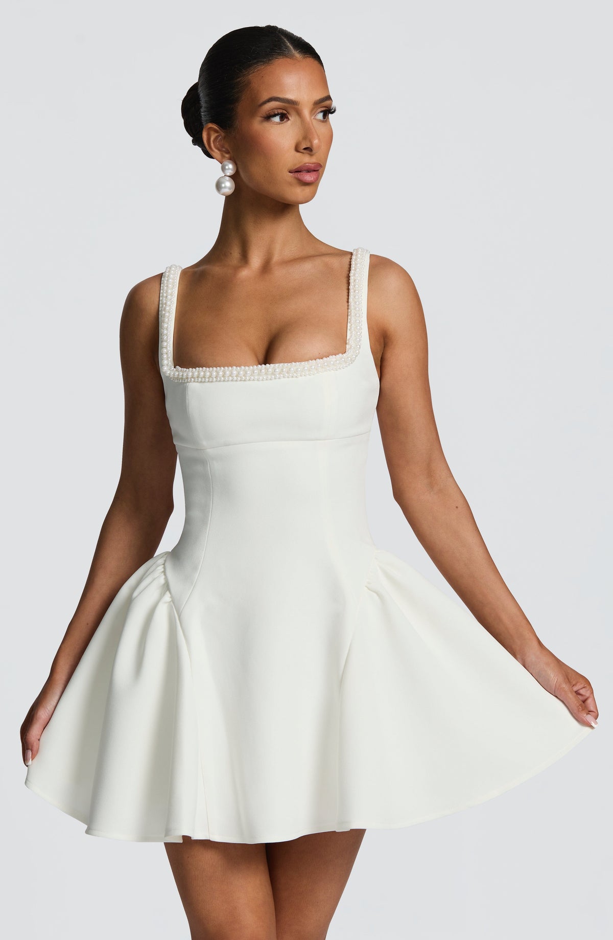 Christie Satin Mini Dress in Ivory Ivory 9