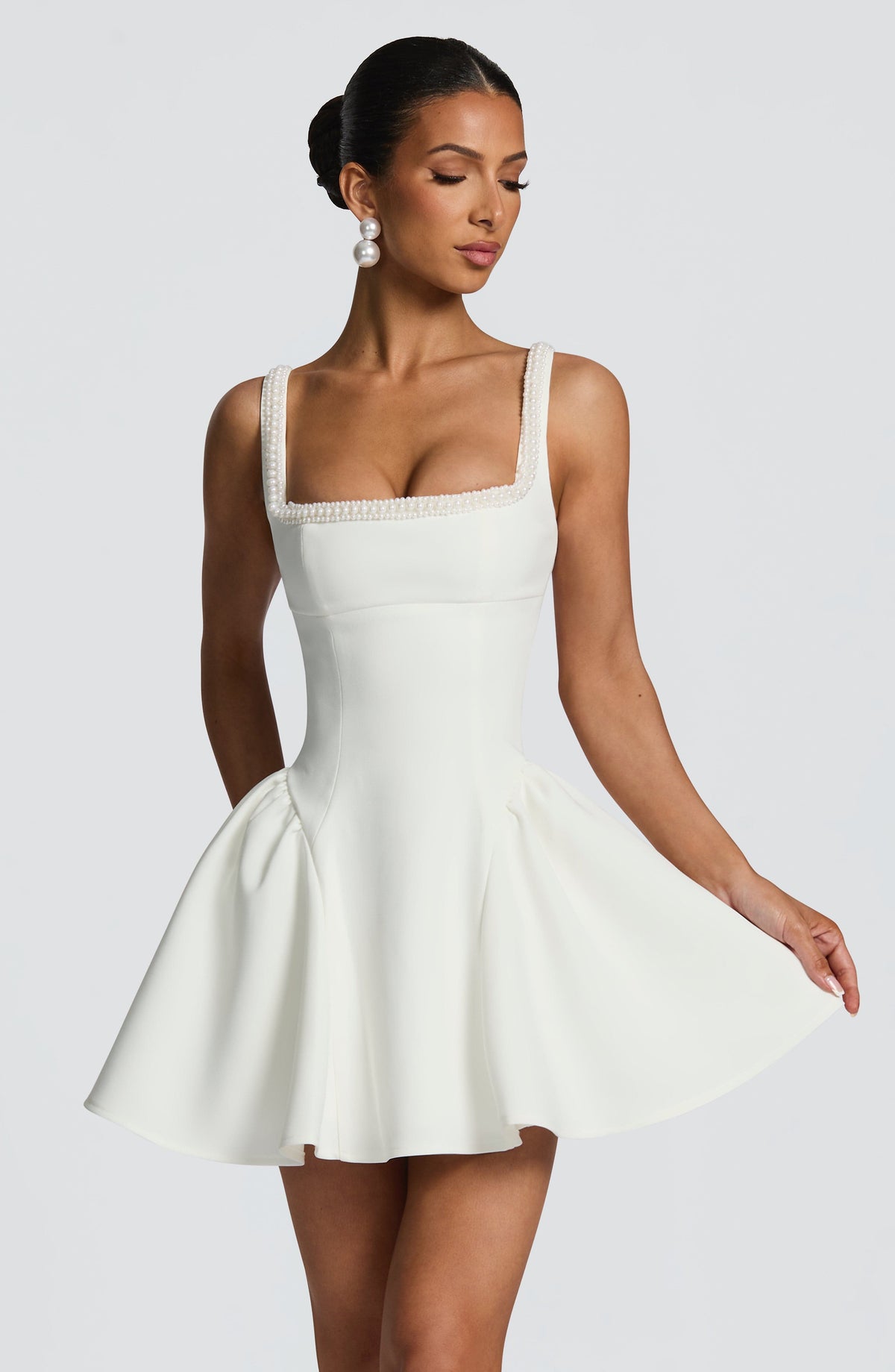 Christie Satin Mini Dress in Ivory Ivory 6