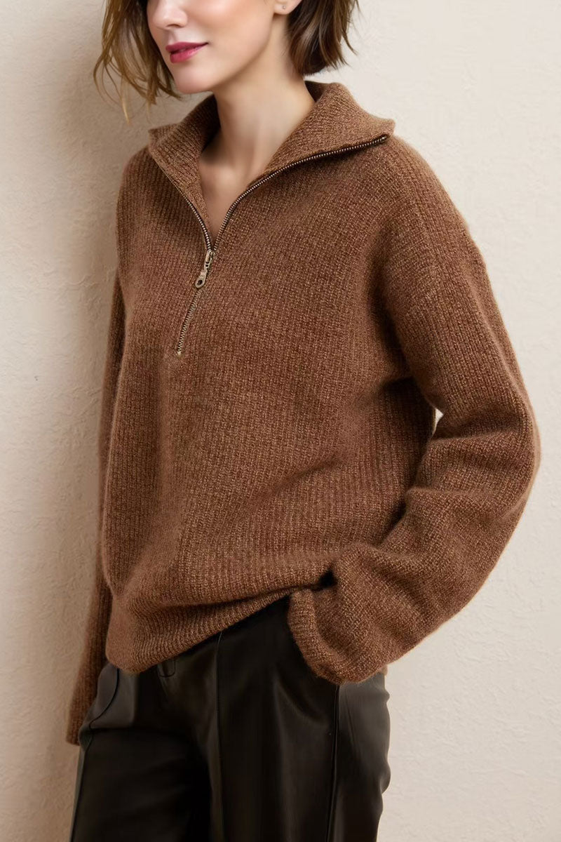 Margot Cashmere Half-Zip Turtleneck Peach 6