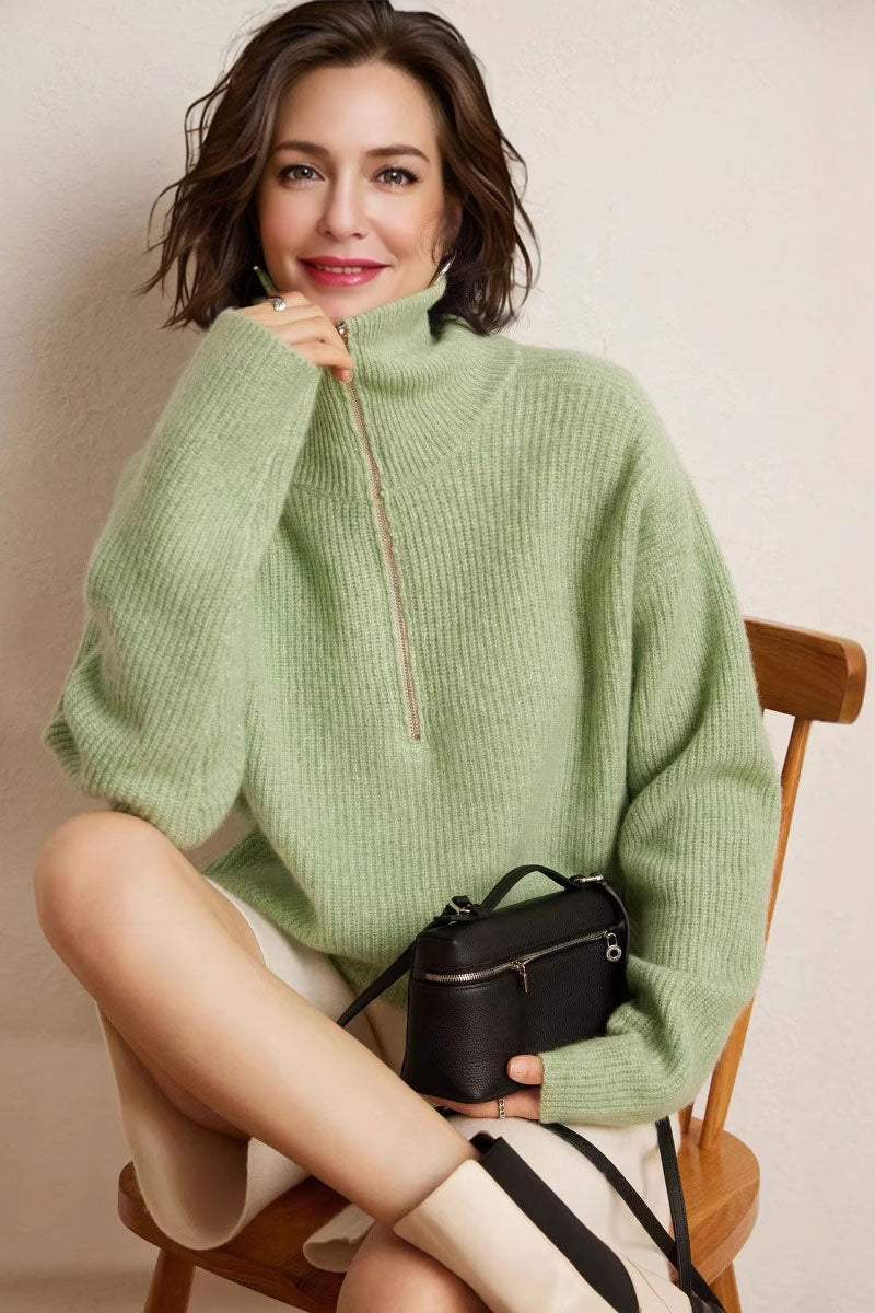 Margot Cashmere Half-Zip Turtleneck Peach 3