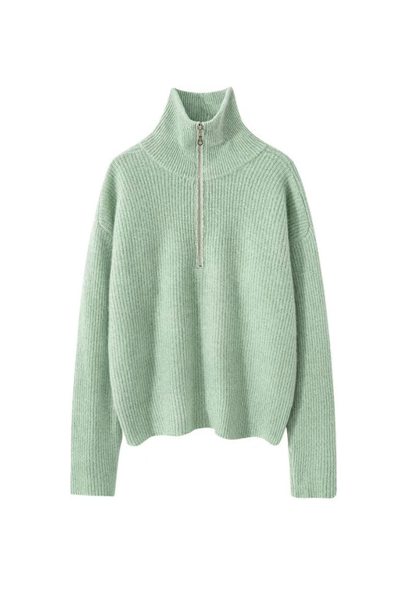 Margot Cashmere Half-Zip Turtleneck White 4