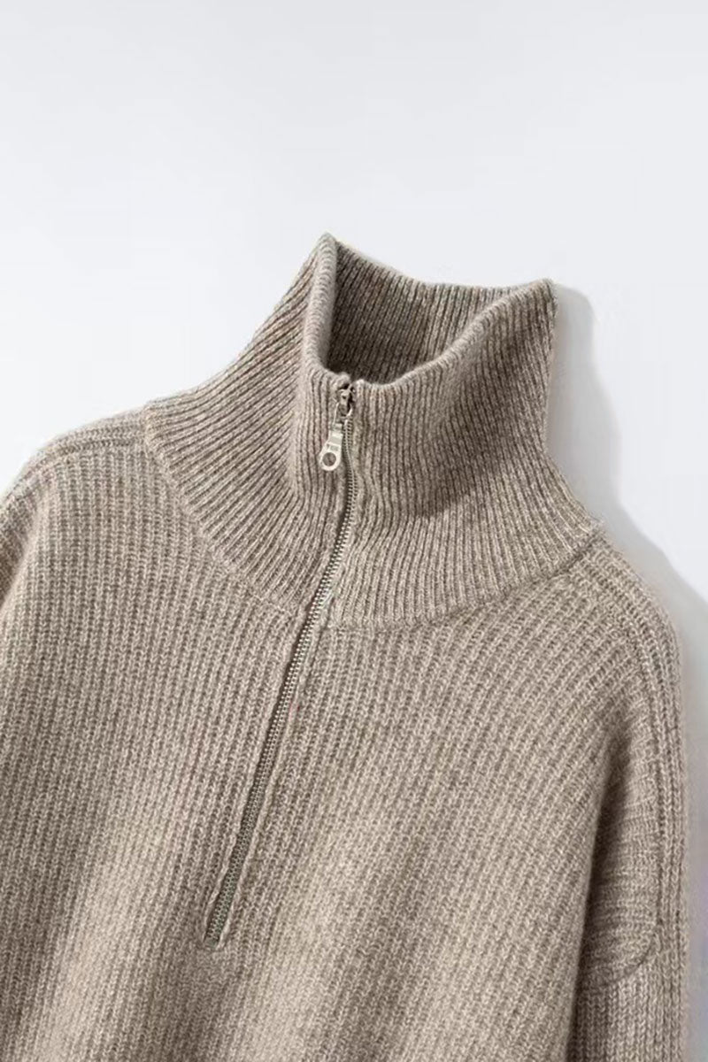 Margot Cashmere Half-Zip Turtleneck Grey Green 8