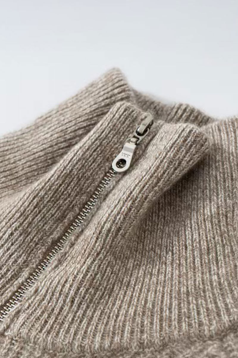 Margot Cashmere Half-Zip Turtleneck Grey Green 9