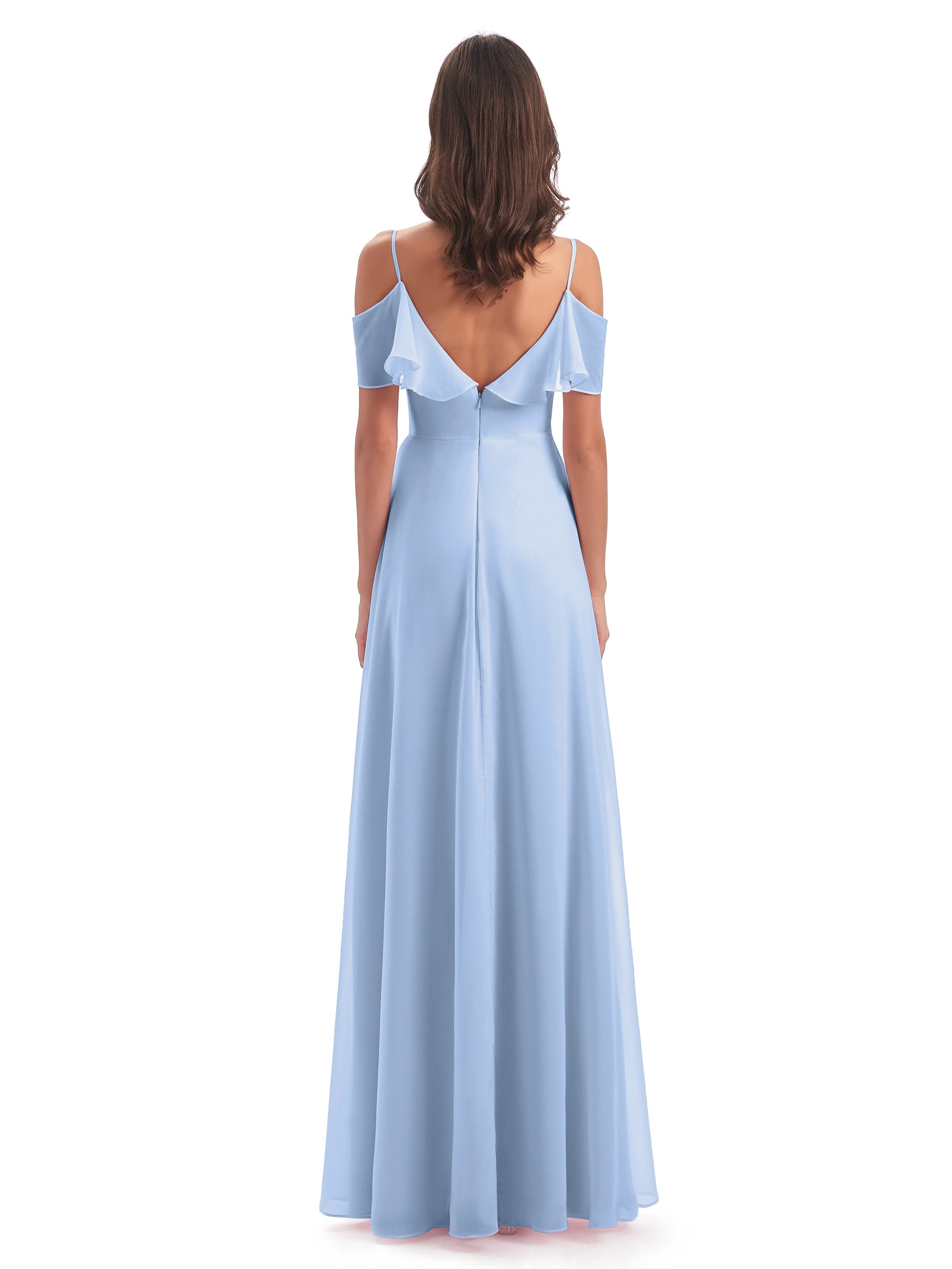 Miya Ruffle A-Line Wedding Dress Lilac 2