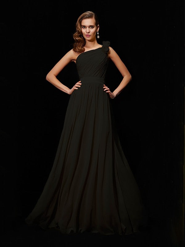 Margot One-Shoulder Chiffon Bridesmaid Dress Made Flower Long Chiffon Bridesmaid Dresses 2