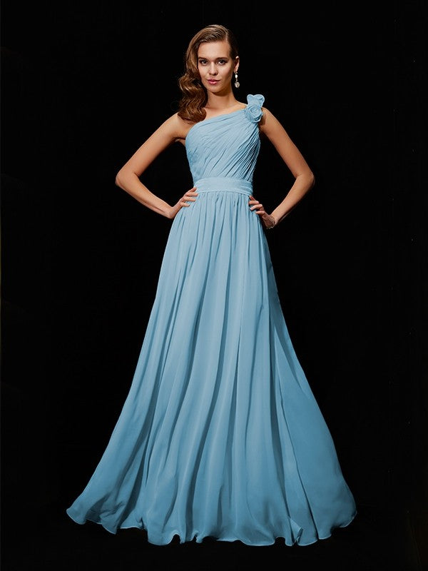 Margot One-Shoulder Chiffon Bridesmaid Dress Made Flower Long Chiffon Bridesmaid Dresses 3