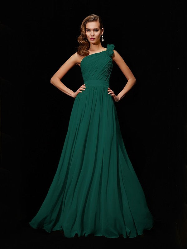 Margot One-Shoulder Chiffon Bridesmaid Dress Made Flower Long Chiffon Bridesmaid Dresses 8
