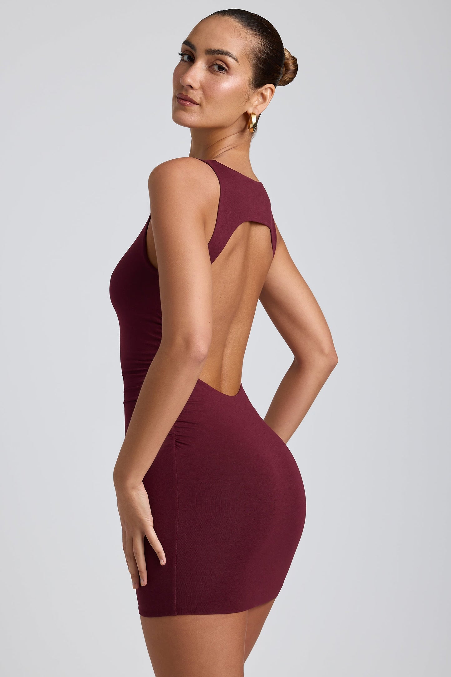 Celeste Modal Open-Back Mini Dress Back Mini Dress in Plum 3