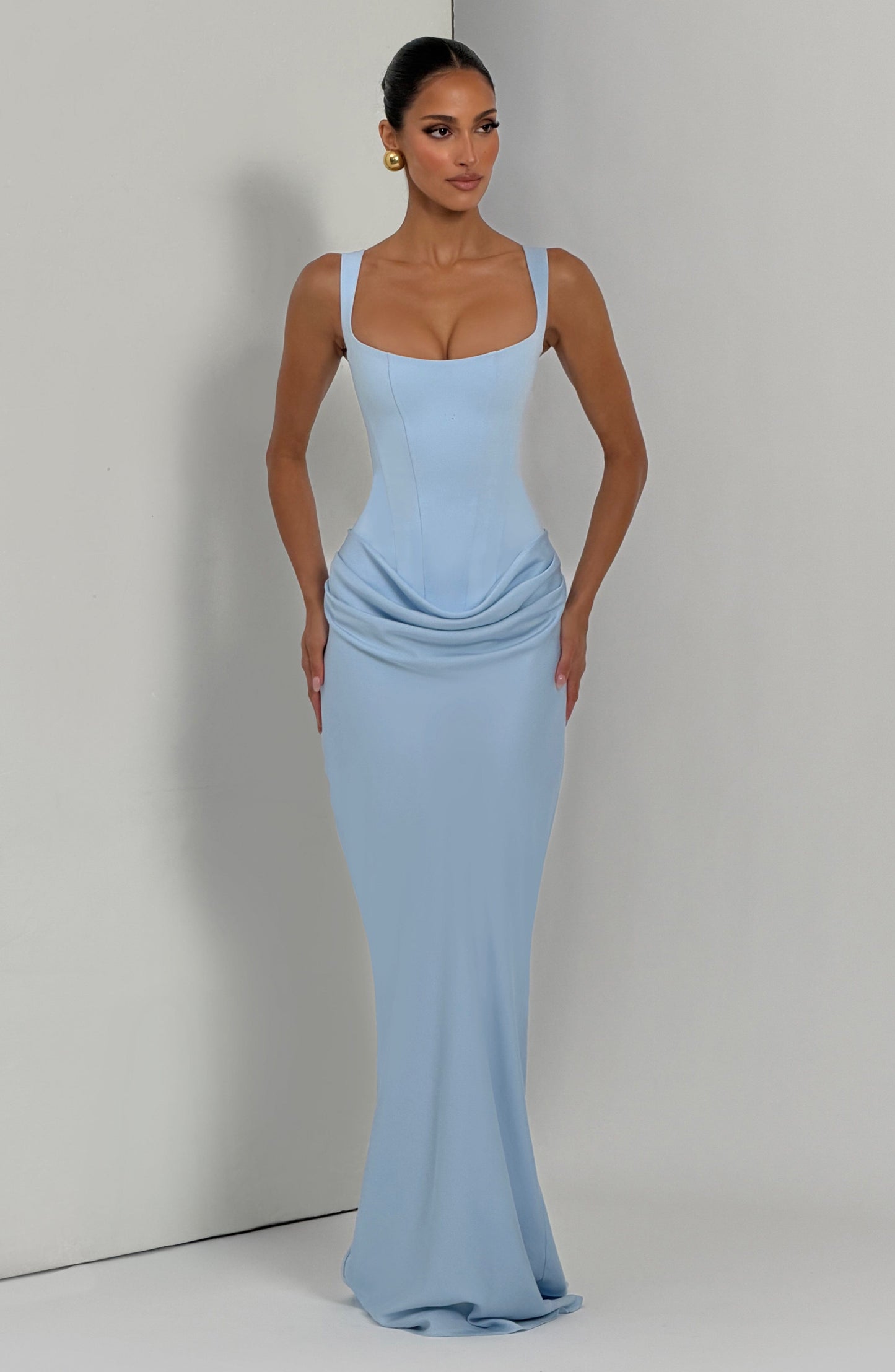 Cornelia Burgundy Maxi Dress Baby Blue 7