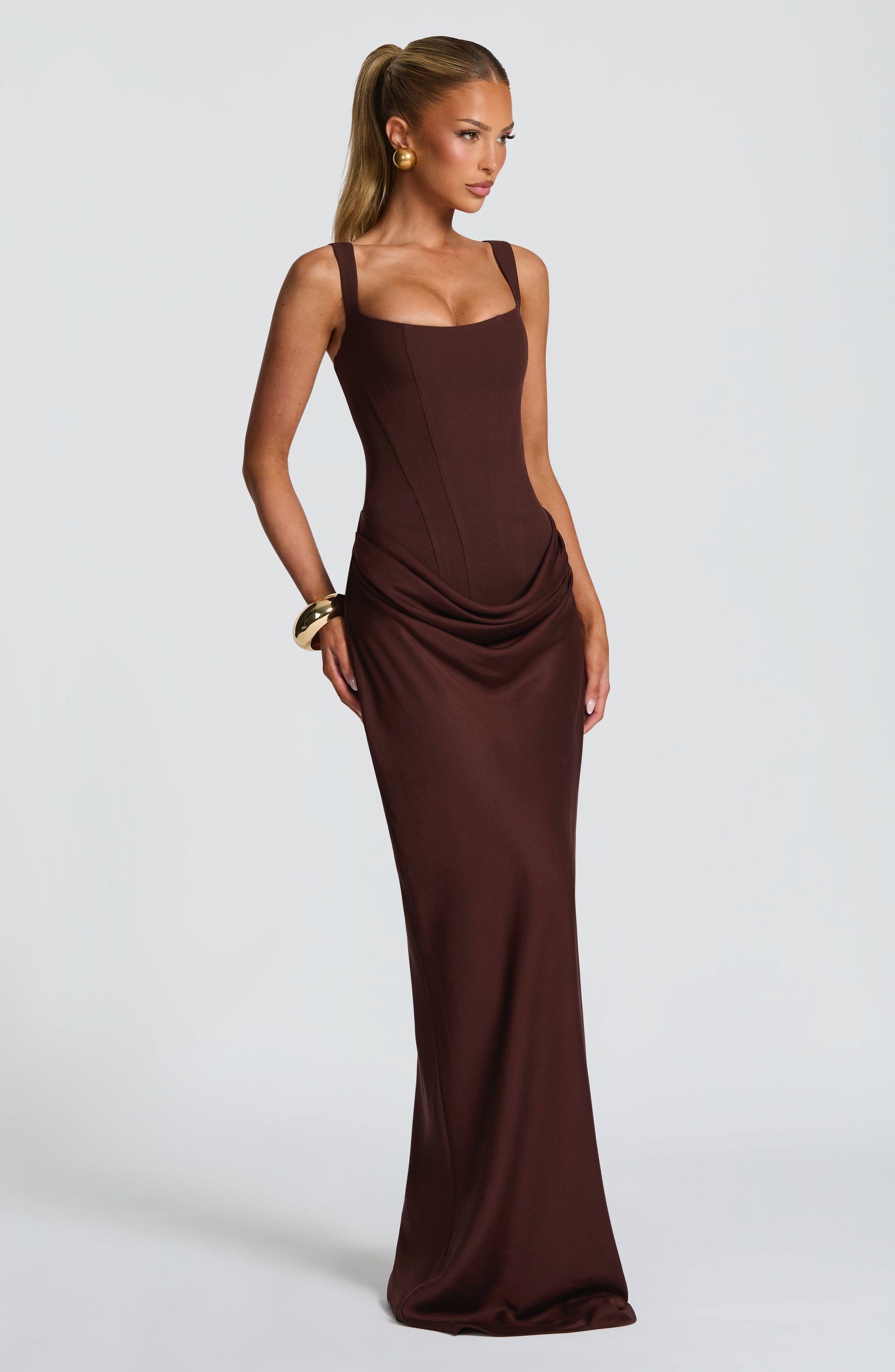 Cornelia Burgundy Maxi Dress Plum Brown 3