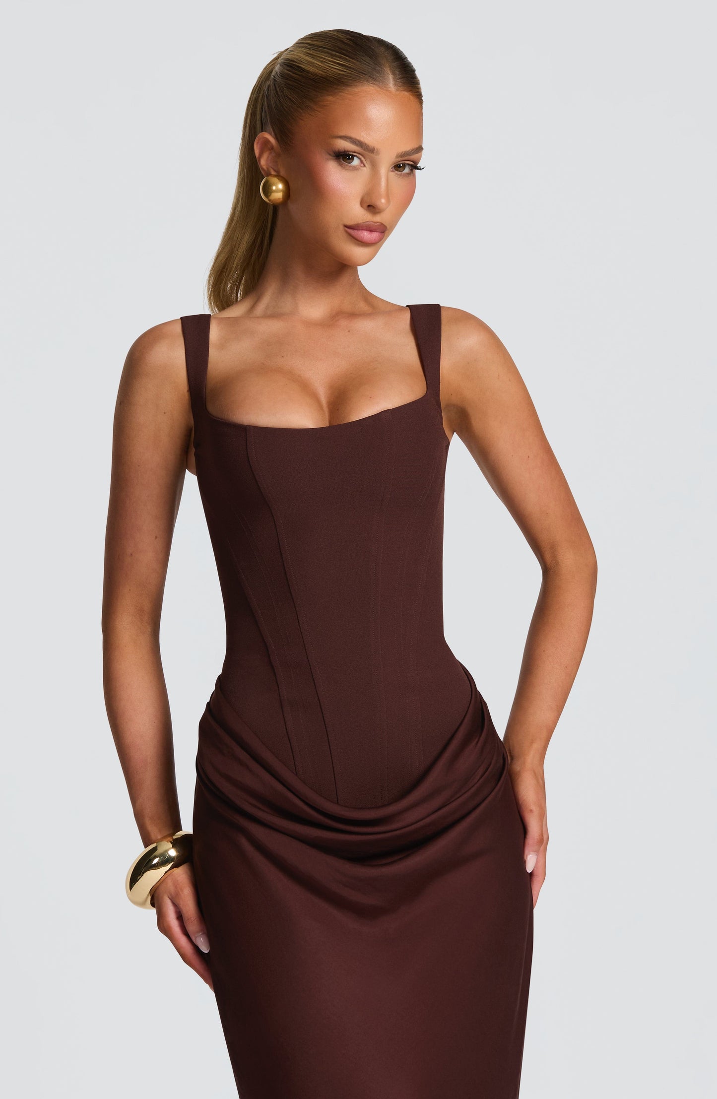 Cornelia Burgundy Maxi Dress Plum Brown 4