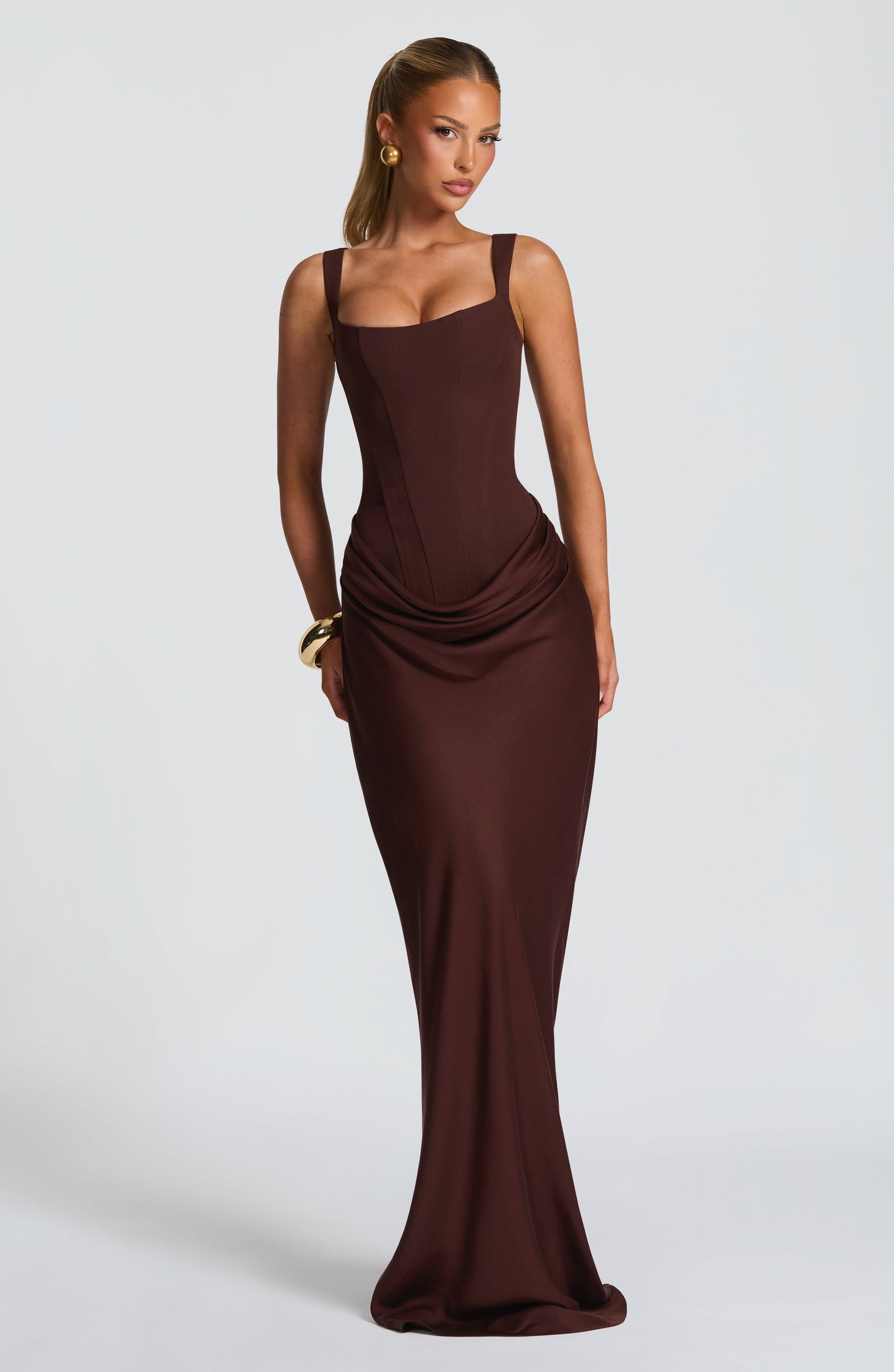 Cornelia Burgundy Maxi Dress Plum Brown 2