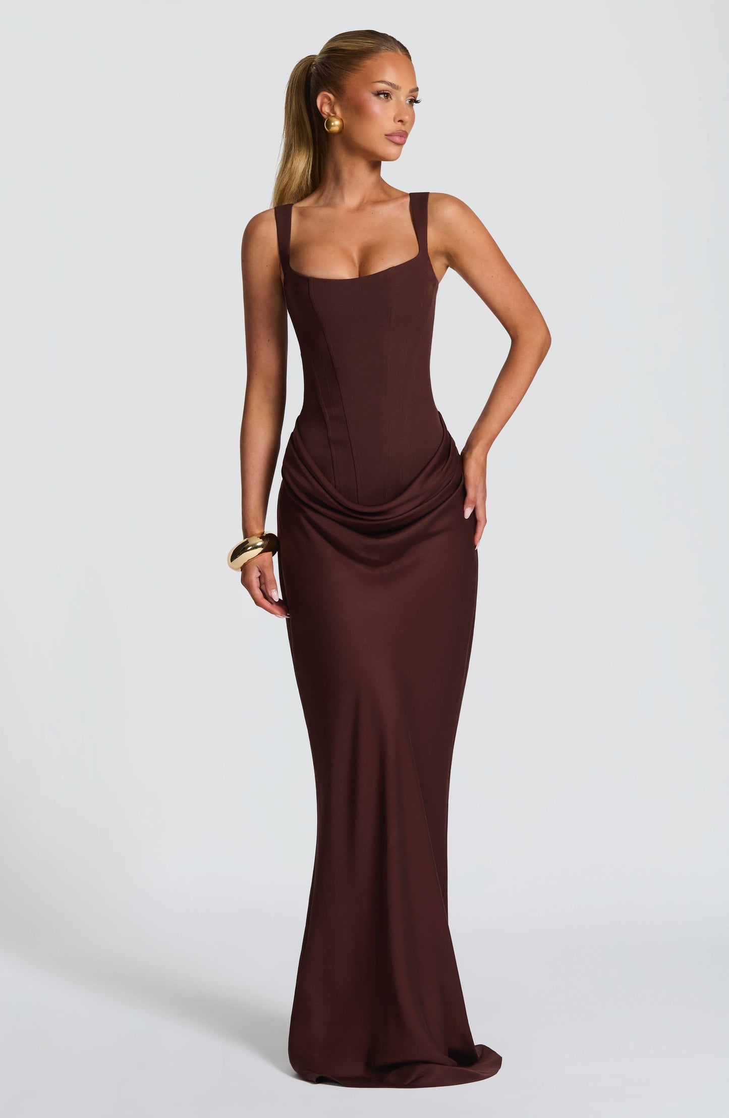 Cornelia Burgundy Maxi Dress Plum Brown 7