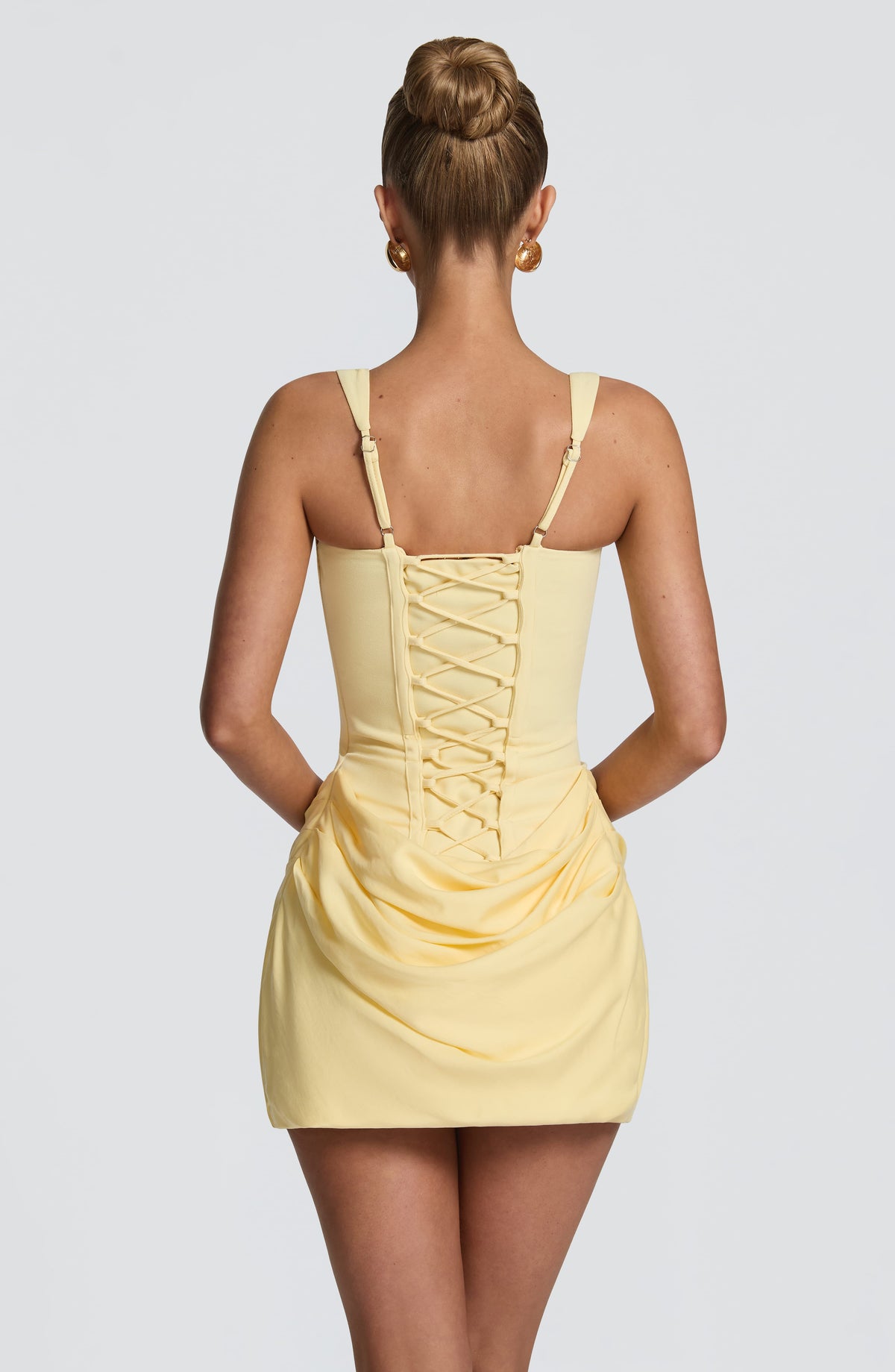 Cornelia Satin Mini Dress Lemon 2
