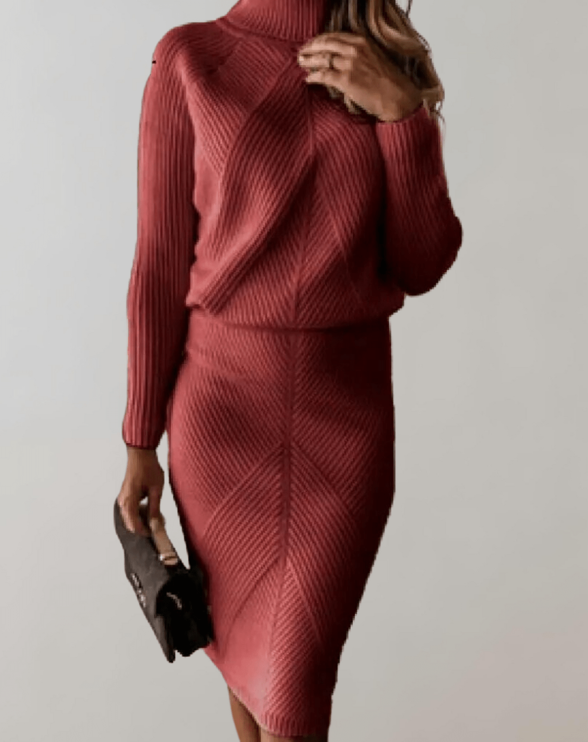 Valentina Ribbed Knit Midi Dress Light Grey 5